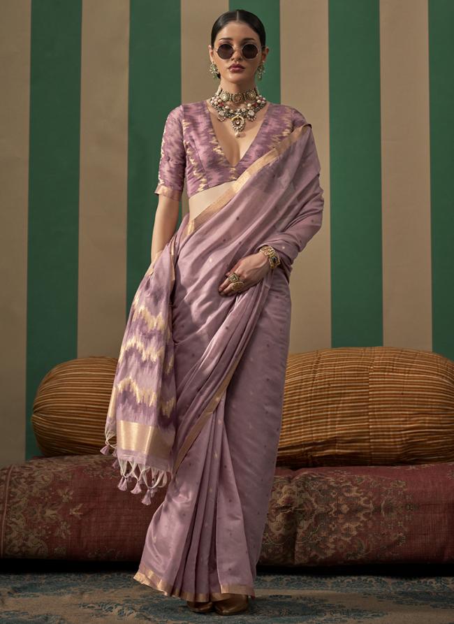 Silk Lilac Casual Wear Weaving Saree